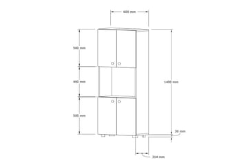 Rinorea Köksskåp 60x140 cm - Vit - Hus & renovering - Kök & bad - Kök & tvättstuga