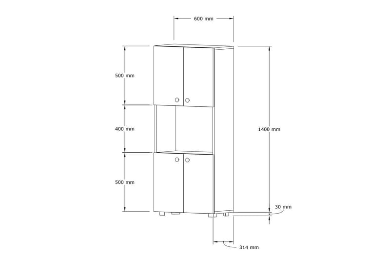 Rinorea Köksskåp 60x140 cm - Vit - Hus & renovering - Kök & bad - Kök & tvättstuga