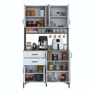 Wonthaggi Förvaringsskåp 120x218,6x45 cm - Vit och valnöt - Hus & renovering - Kök & bad - Kök & tvättstuga