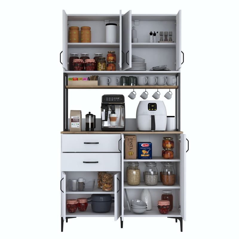 Wonthaggi Förvaringsskåp 120x218,6x45 cm - Vit och valnöt - Hus & renovering - Kök & bad - Kök & tvättstuga