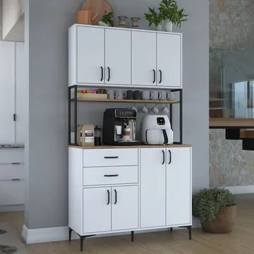 Wonthaggi Förvaringsskåp 120x218,6x45 cm - Vit och valnöt - Hus & renovering - Kök & bad - Kök & tvättstuga