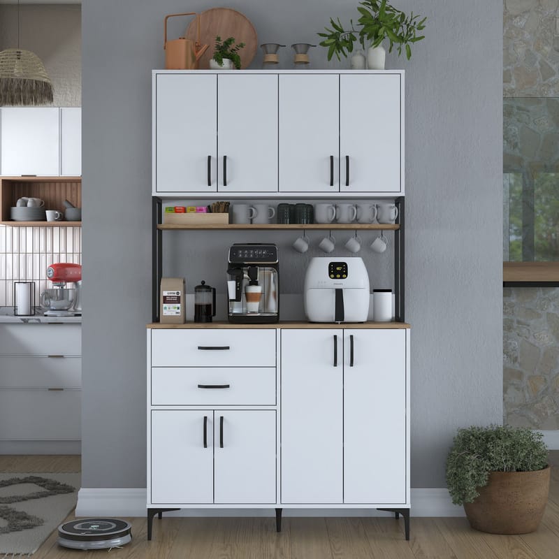 Wonthaggi Förvaringsskåp 120x218,6x45 cm - Vit och valnöt - Hus & renovering - Kök & bad - Kök & tvättstuga
