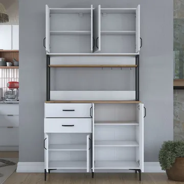 Wonthaggi Förvaringsskåp 120x218,6x45 cm - Vit och valnöt - Hus & renovering - Kök & bad - Kök & tvättstuga