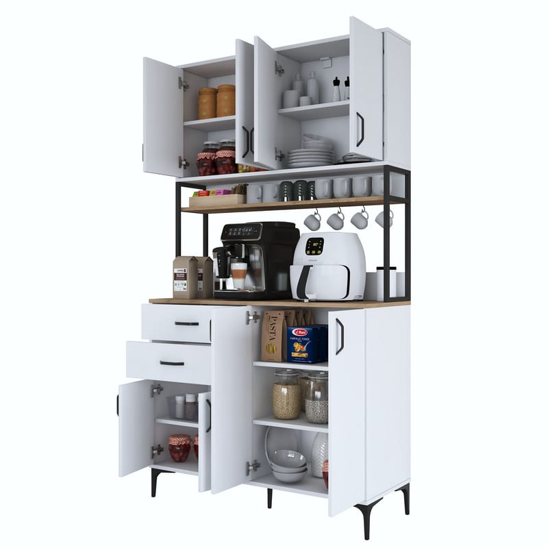Wonthaggi Förvaringsskåp 120x218,6x45 cm - Vit och valnöt - Hus & renovering - Kök & bad - Kök & tvättstuga