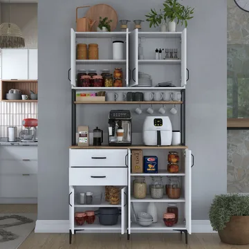 Wonthaggi Förvaringsskåp 120x218,6x45 cm - Vit och valnöt - Hus & renovering - Kök & bad - Kök & tvättstuga