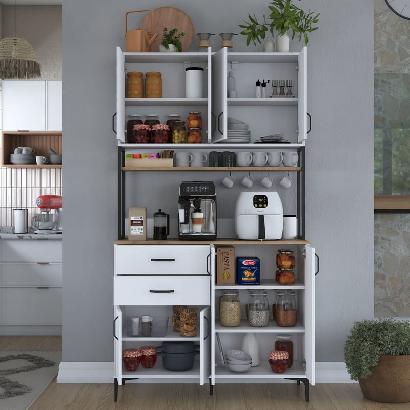 Wonthaggi Förvaringsskåp 120x218,6x45 cm - Vit och valnöt - Hus & renovering - Kök & bad - Kök & tvättstuga