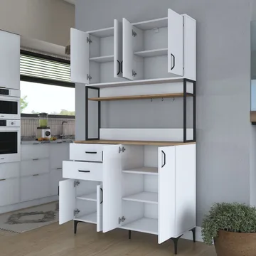 Wonthaggi Förvaringsskåp 120x218,6x45 cm - Vit och valnöt - Hus & renovering - Kök & bad - Kök & tvättstuga