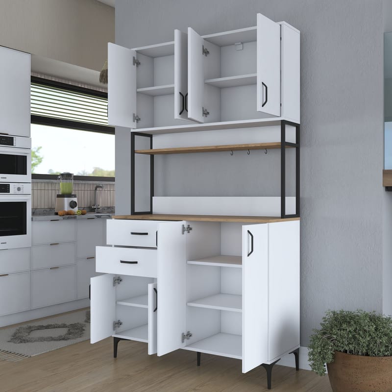 Wonthaggi Förvaringsskåp 120x218,6x45 cm - Vit och valnöt - Hus & renovering - Kök & bad - Kök & tvättstuga