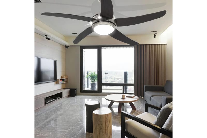 Dekorativ takfläkt med lampa 128 cm brun - Brun - Hus & renovering - Klimatkontroll - Fläktar