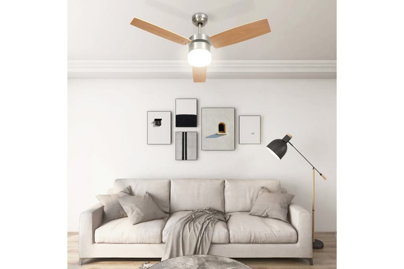 Takfläkt med lampa och fjärrkontroll 108 cm ljusbrun - Brun - Hus & renovering - Klimatkontroll - Fläktar
