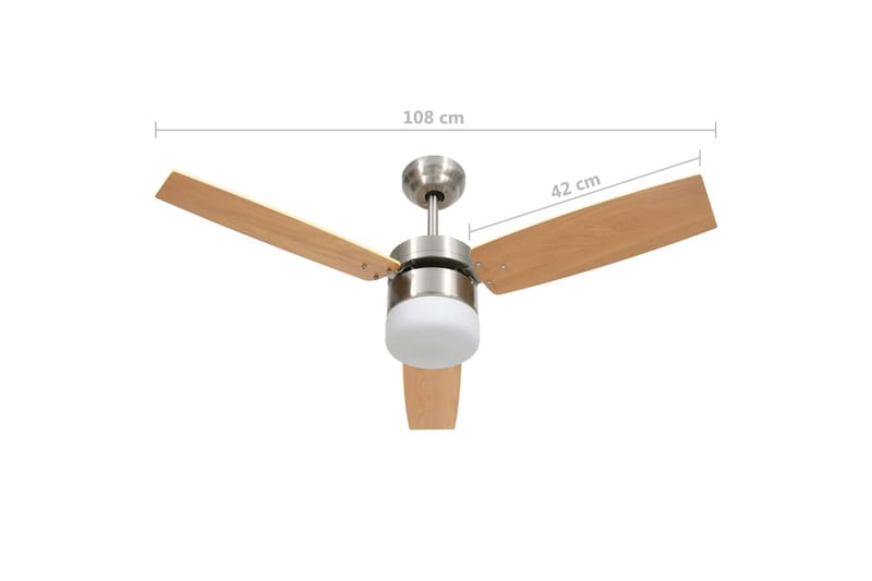 Takfläkt med lampa och fjärrkontroll 108 cm ljusbrun - Brun - Hus & renovering - Klimatkontroll - Fläktar