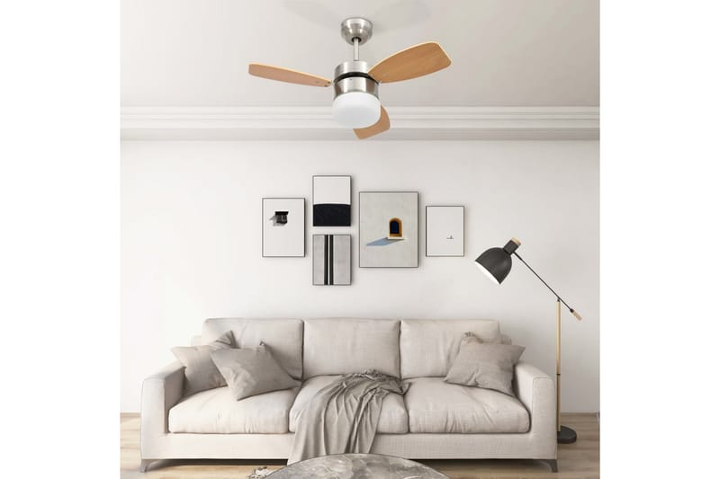 Takfläkt med lampa och fjärrkontroll 76 cm ljusbrun - Brun - Hus & renovering - Klimatkontroll - Fläktar