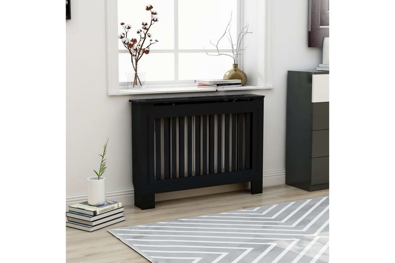 Elementskydd svart 112x19x81 cm MDF - Svart - Hus & renovering - Klimatkontroll - Uppvärmning