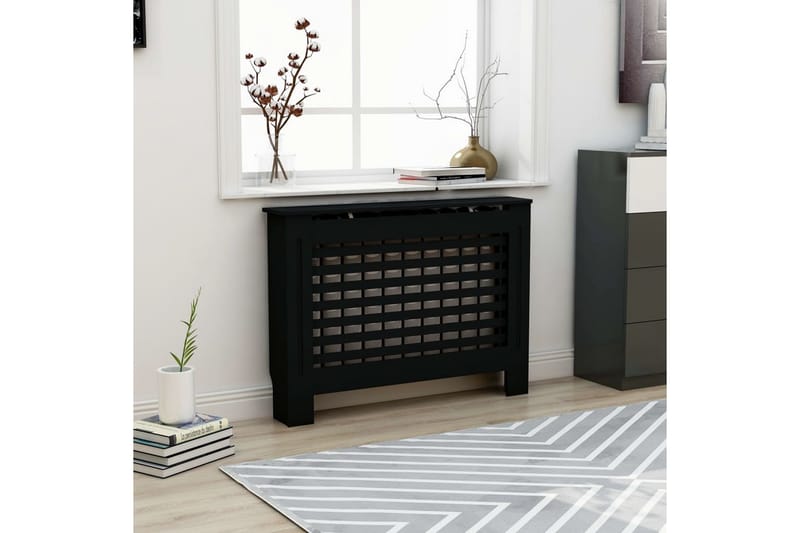 Elementskydd svart 112x19x81 cm MDF - Svart - Hus & renovering - Klimatkontroll - Uppvärmning