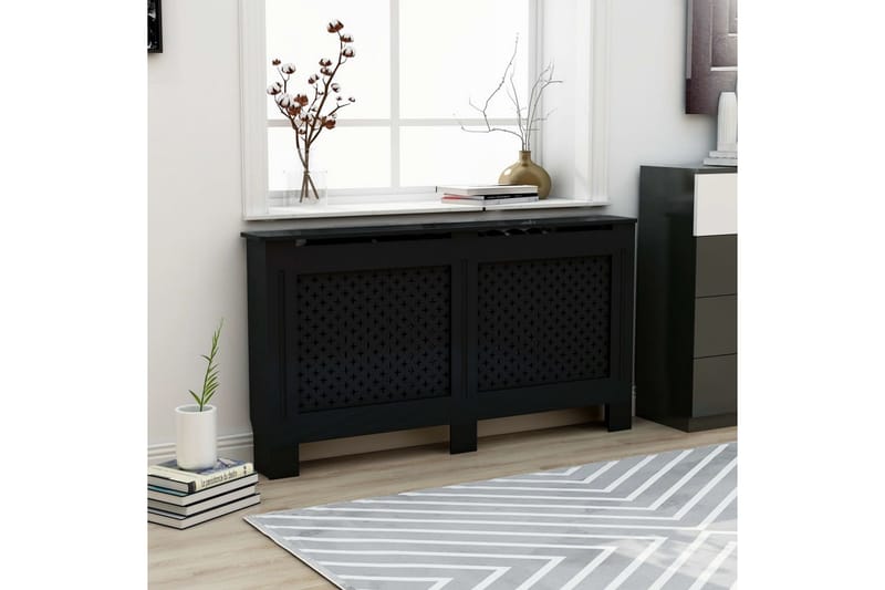 Elementskydd svart 152x19x81 cm MDF - Svart - Hus & renovering - Klimatkontroll - Uppvärmning
