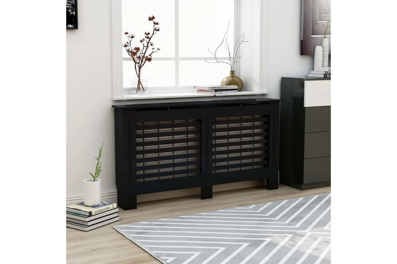 Elementskydd svart 152x19x81 cm MDF - Svart - Hus & renovering - Klimatkontroll - Uppvärmning