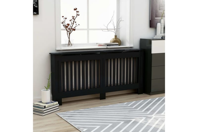Elementskydd svart 172x19x81 cm MDF - Svart - Hus & renovering - Klimatkontroll - Uppvärmning