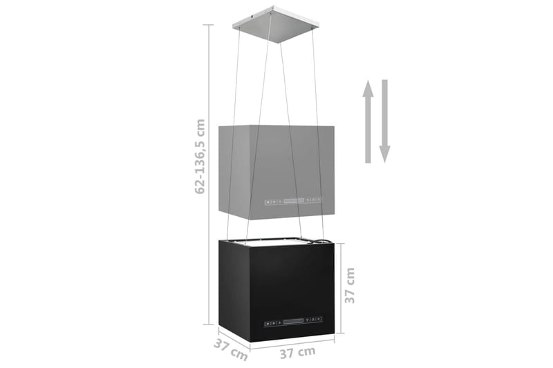 Hängande köksfläkt touchsensor LCD 37 cm pulverlackerat stål - Svart - Fläktar - Takfläkt