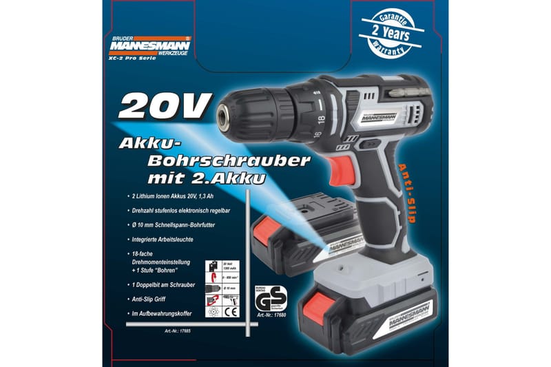 Brüder Mannesmann Sladdlös skruvdragare 2x20 V 1,3 Ah - Hus & renovering - Verktyg & maskiner - Elverktyg
