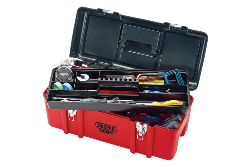 Draper Tools Expert Verktygslåda med tråg 58x26,5x25cm - Röd - Verktygslåda - Lådor - Garageinredning & garageförvaring