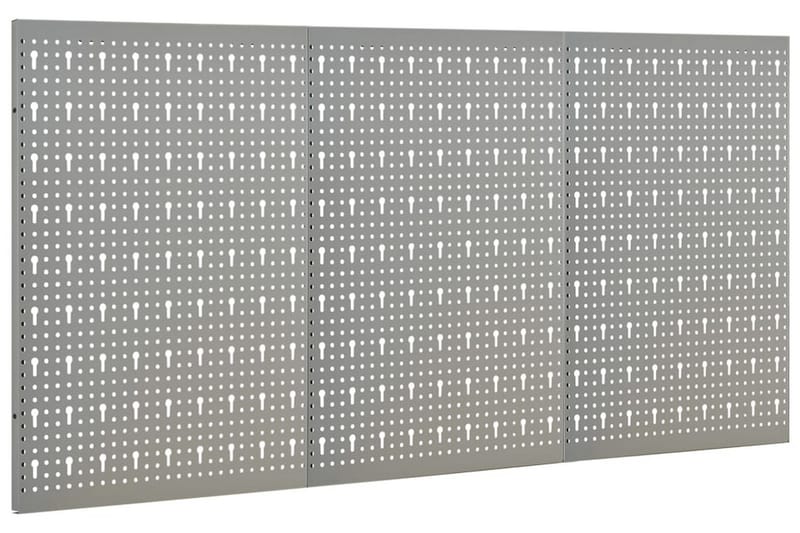 Väggmonterade verktygstavlor 3 st 40x58 cm stål - Grå - Hus & renovering - Garage & verkstad - Garageinredning & garageförvaring