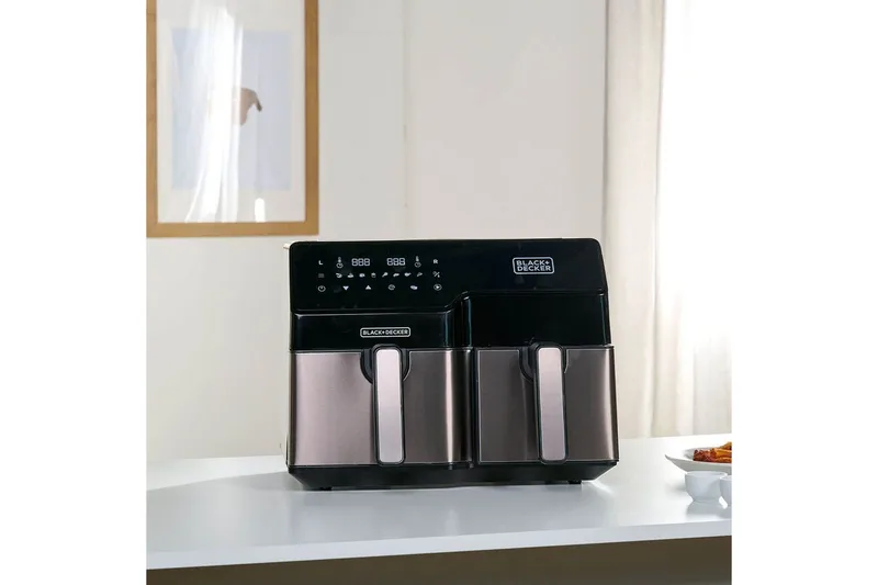 Air Fryer Black+Decker Dual Basket 2500W - Svart||Silver - Hushåll - Köksmaskiner