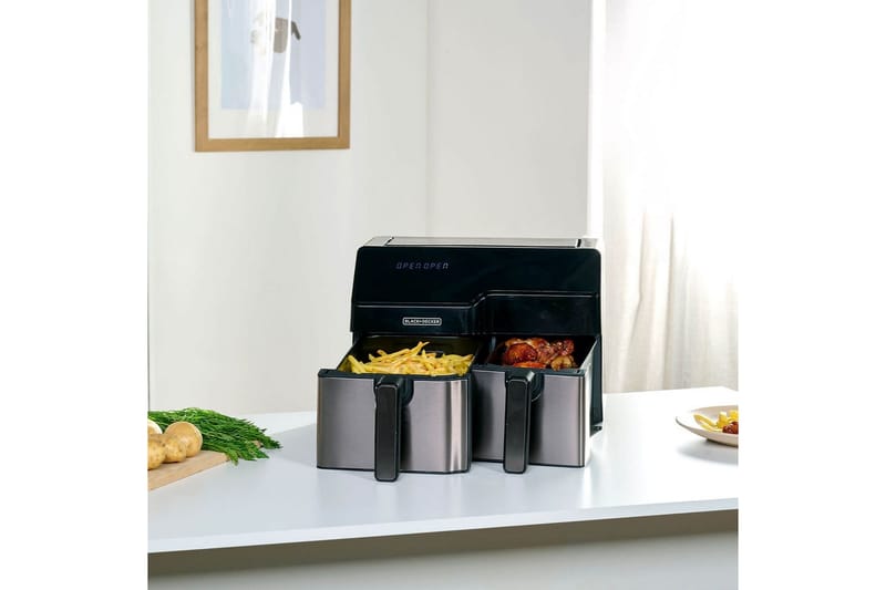Air Fryer Black+Decker Dual Basket 2500W - Svart||Silver - Hushåll - Köksmaskiner