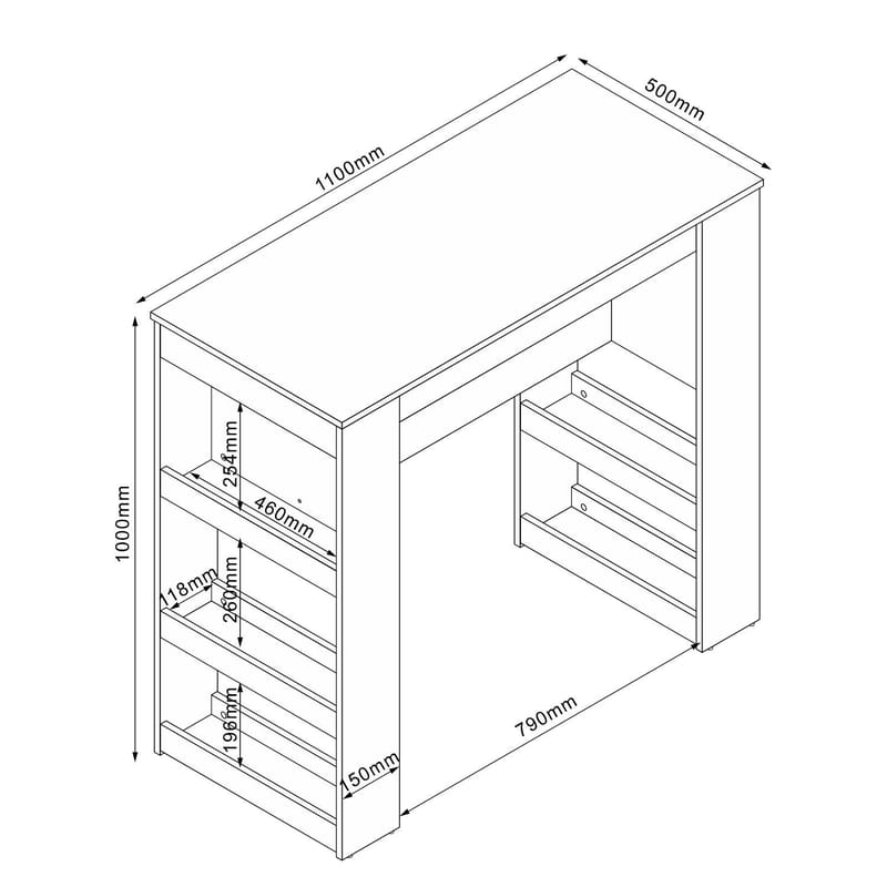 Barbord Hannes 110x50x100 cm - rustik brun - Hushåll - Bar & vin - Barmöbler