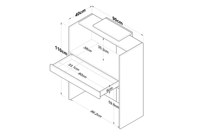 Receptionbord Valnöt / Antracit - Rödfärgat trä/Antracit - Hushåll - Bar & vin - Barmöbler - Bardisk
