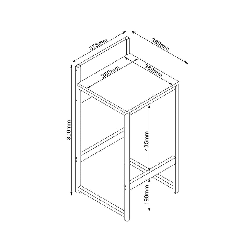 Barstol Hannes 38x38x80 cm - rustik - Hushåll - Bar & vin - Barmöbler