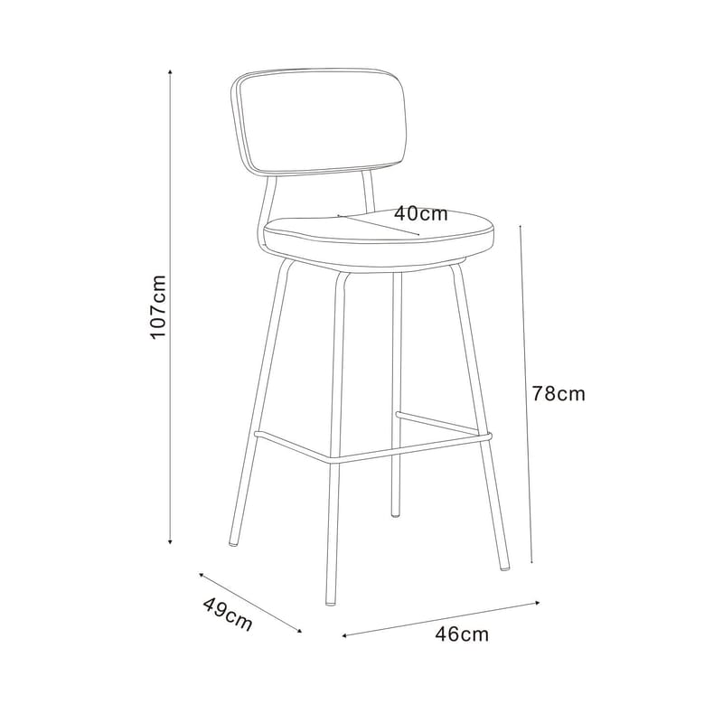 Barstol Keiu 46x49x107 cm 80x40xh80 cm, melaminek - vintage rosa - Hushåll - Bar & vin - Barmöbler