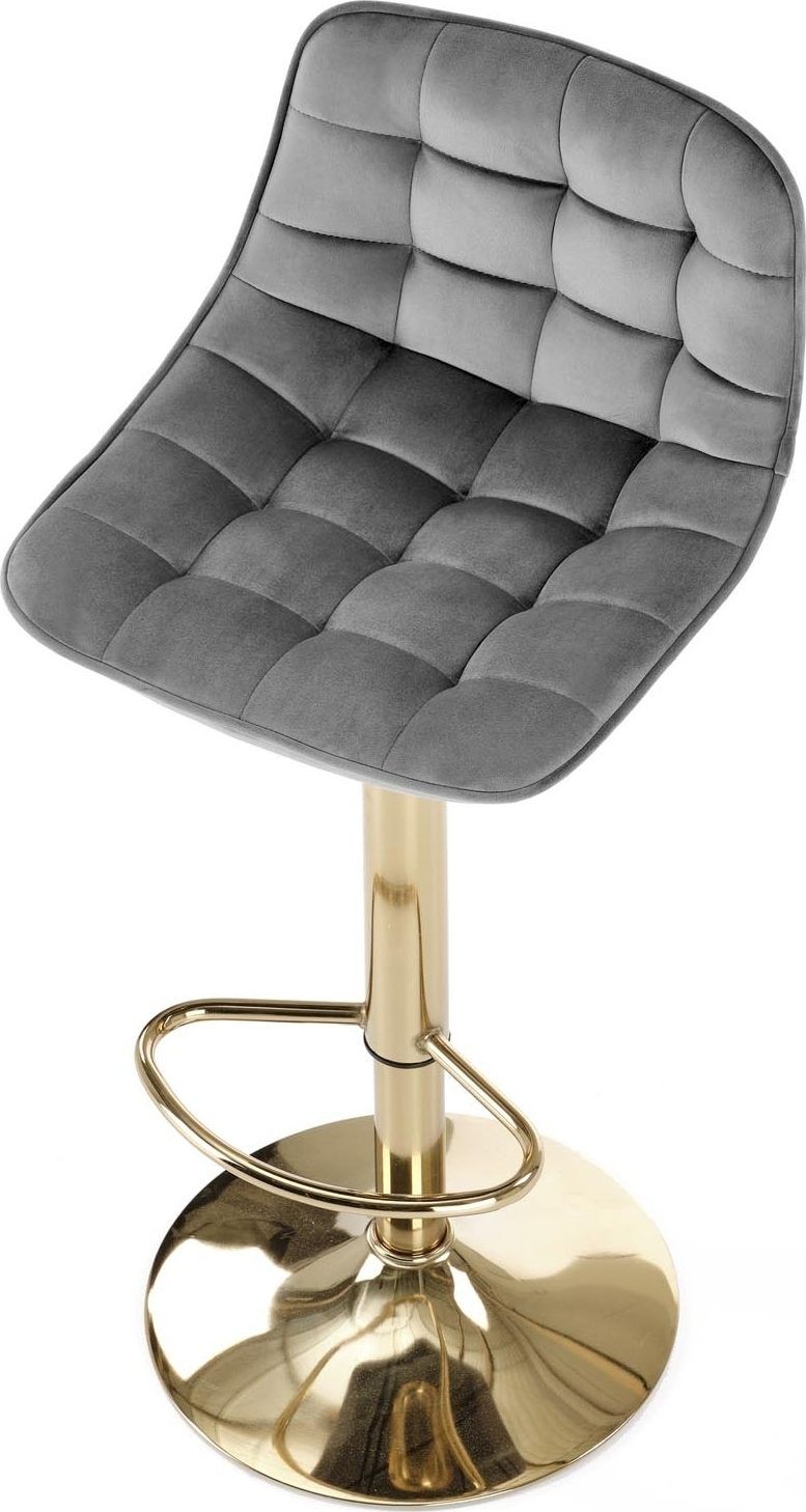 Barstol Sammet med Guldig Fot Höj- och Sänkbar - Grå/guld - Hushåll - Bar & vin - Barmöbler