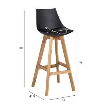 Barstol Sonja 150x40xh74 cm, melamin med ekbark - svart - Hushåll - Bar & vin - Barmöbler