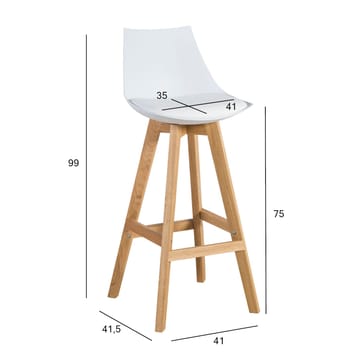 Barstol Sonja 80x40xh85 cm, melamin med ekbark - vit - Hushåll - Bar & vin - Barmöbler