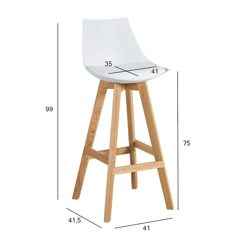Barstol Sonja 80x40xh85 cm, melamin med ekbark - vit - Hushåll - Bar & vin - Barmöbler