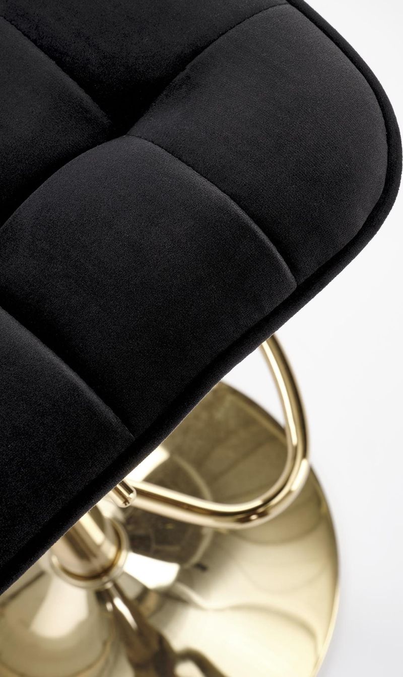 Barstol svart sammet med guldfot - Sitthöjd 62-84 cm - Svart/guld - Hushåll - Bar & vin - Barmöbler