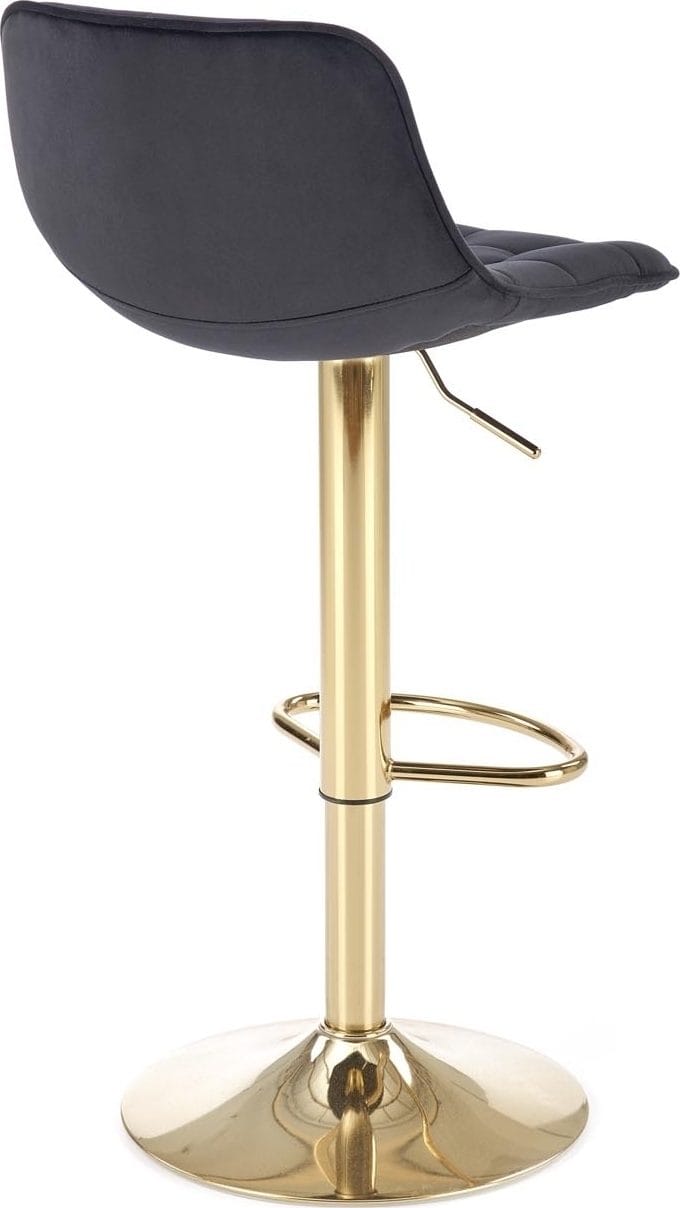 Barstol svart sammet med guldfot - Sitthöjd 62-84 cm - Svart/guld - Hushåll - Bar & vin - Barmöbler