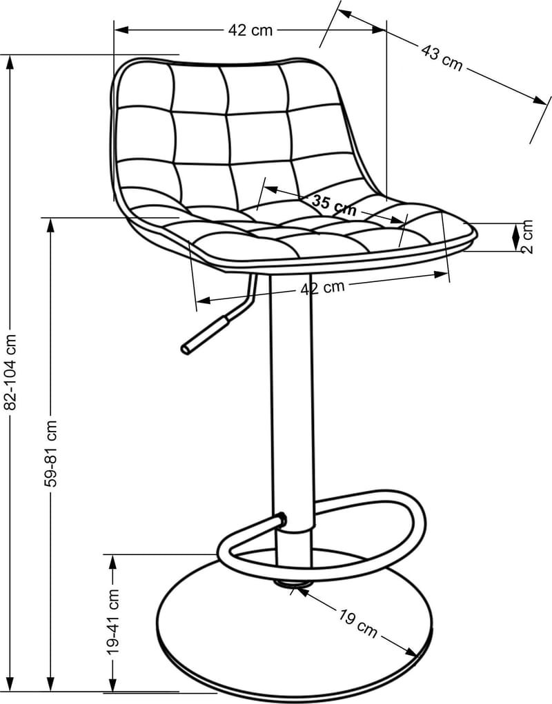 Barstol svart sammet med guldfot - Sitthöjd 62-84 cm - Svart/guld - Hushåll - Bar & vin - Barmöbler