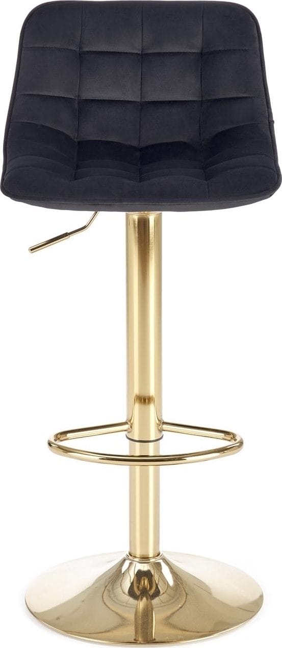 Barstol svart sammet med guldfot - Sitthöjd 62-84 cm - Svart/guld - Hushåll - Bar & vin - Barmöbler