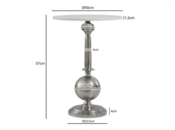 Derva Runt sidobord 40 cm med bordsskiva i äkta marmor - silver och vit - Hushåll - Bar & vin - Barmöbler