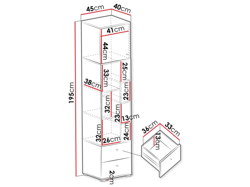 Edson Bokhylla 195 cm - Förvaring - Hylla - Bokhylla