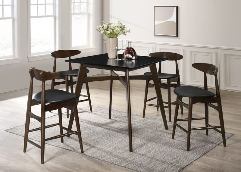 Florence barbord 90x90 cm - Valnöt/svart - Valnöt/Svart - Hushåll - Bar & vin - Barmöbler