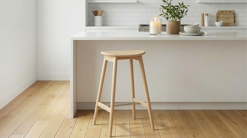 Norden Barstol i trä – barstol utan rygg för kök & bar - Whitewash - Hushåll - Bar & vin - Barmöbler