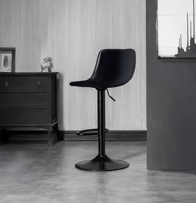 Svart barstol för kök & bar | Justerbar höjd med fotstöd - Hushåll - Bar & vin - Barmöbler