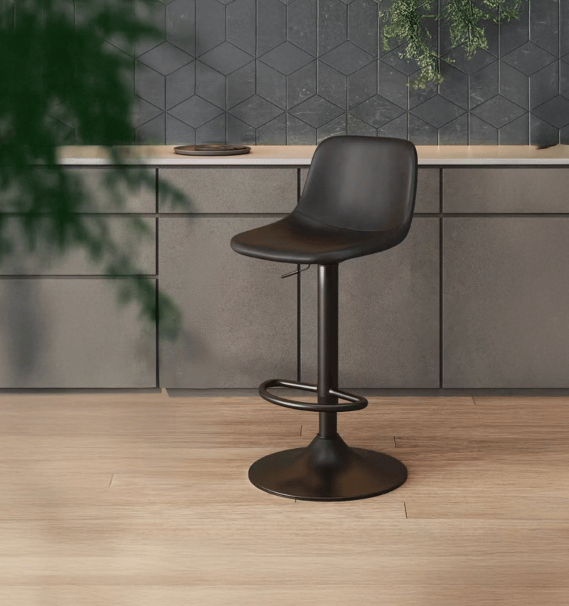 Svart barstol för kök & bar | Justerbar höjd med fotstöd, undefined
