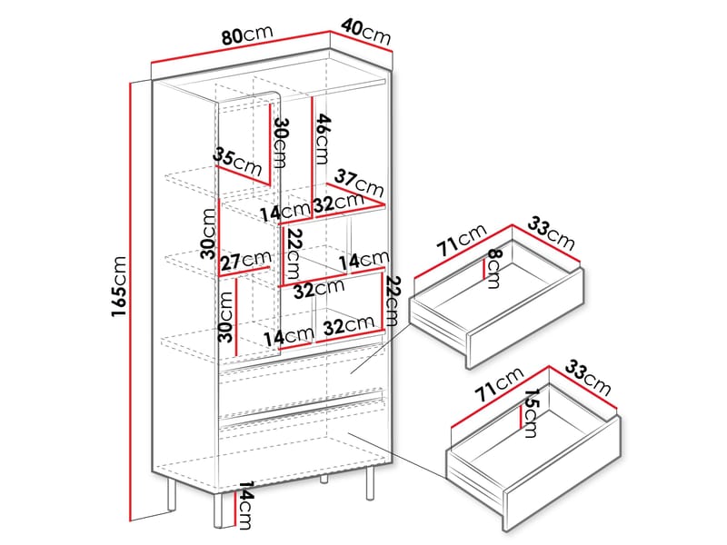 Travic Bokhylla 165 cm - Förvaring - Hylla - Bokhylla