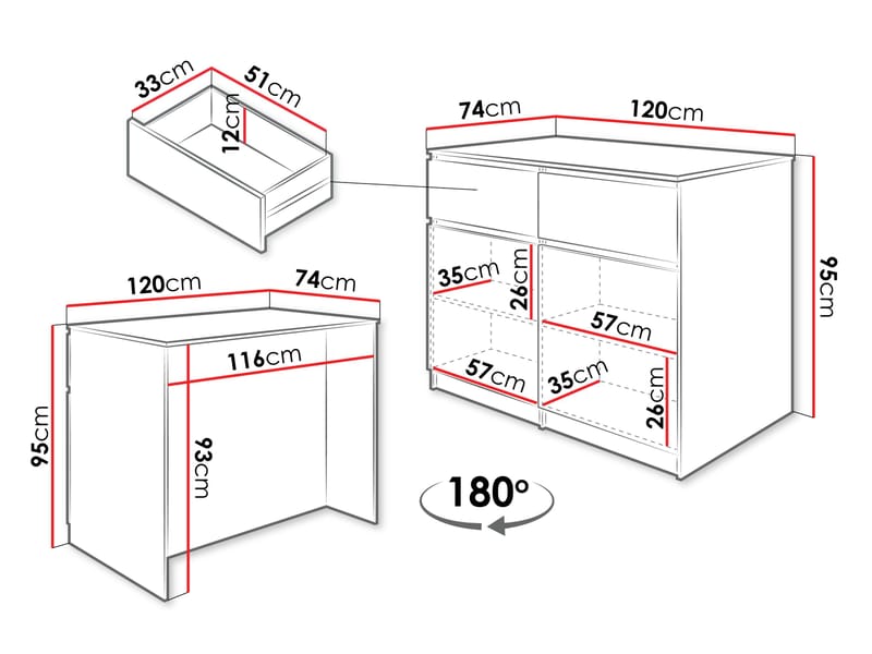 Valricon Köksö 120 cm - vit - Hushåll - Bar & vin - Barmöbler