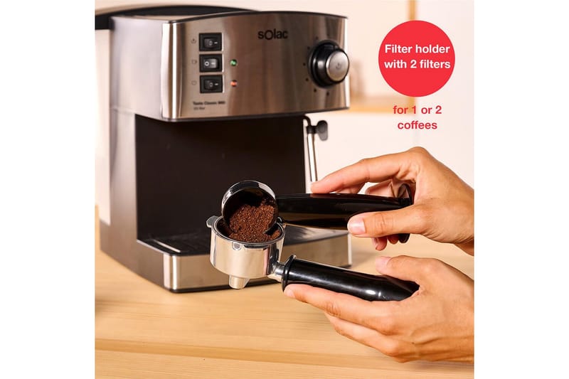 Espressomaskin Solac Taste Classic M80 Inox - Svart||Silver - Hushåll - Köksmaskiner - Kaffemaskin & kaffetillbehör