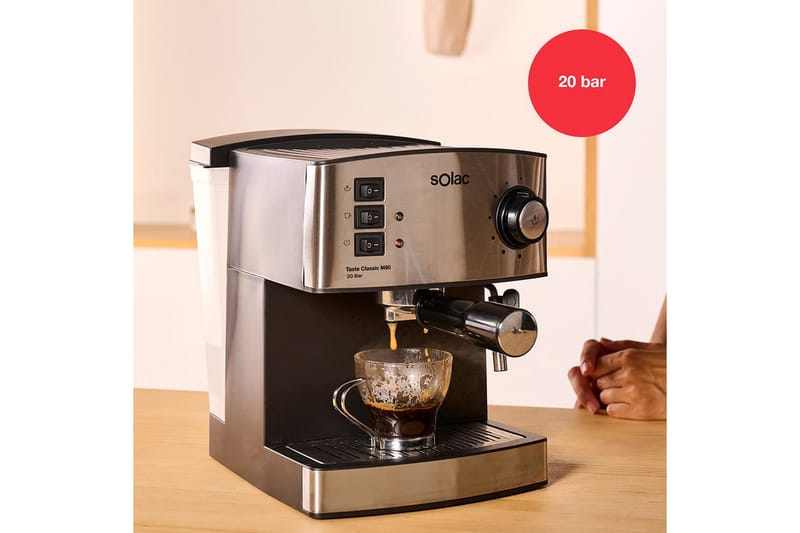 Espressomaskin Solac Taste Classic M80 Inox - Svart||Silver - Hushåll - Köksmaskiner - Kaffemaskin & kaffetillbehör