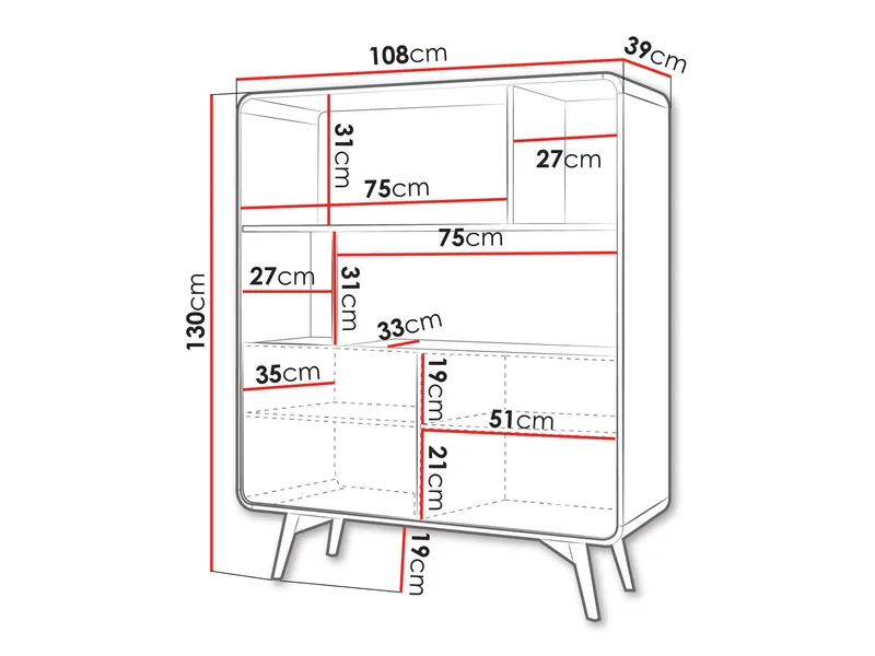Corvan Bokhylla 108 cm i Valnöt - Brun - Förvaring - Hylla - Bokhylla